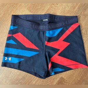 Under Armour Black Shorts with Red and Blue Accents